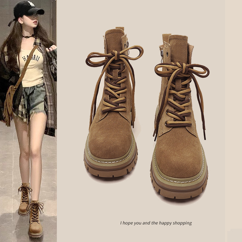 真皮西部马丁靴女款夏季2025新款旅游登山靴防滑厚底短靴户外靴子