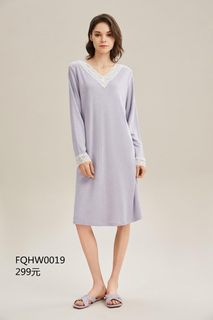 新世家族22年秋冬款女士针织发热暖绒睡衣家居服睡裙FQHW0019专柜