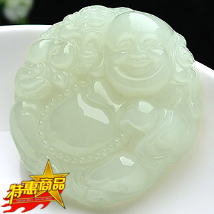 青峰玉业玉器和田玉佛公挂件 白玉貔貅佛吊坠弥勒佛女