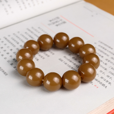 且末料红糖圆珠18mm男款玉手链