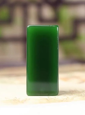 天然新疆和田玉碧玉印章玉料篆刻书法绘画姓名章菠菜绿碧玉手把件