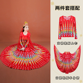 新疆舞蹈演出服民族特色艾德莱斯印花服饰维吾尔族女舞台表演套装