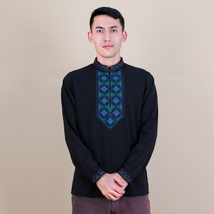 新疆民族风男士衬衫四季款绣花宽松服装维族舞蹈服新疆餐厅工作服