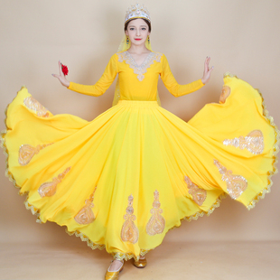 新疆舞蹈演出服民族特色高定款裙子女维吾尔族舞台720大摆半身裙