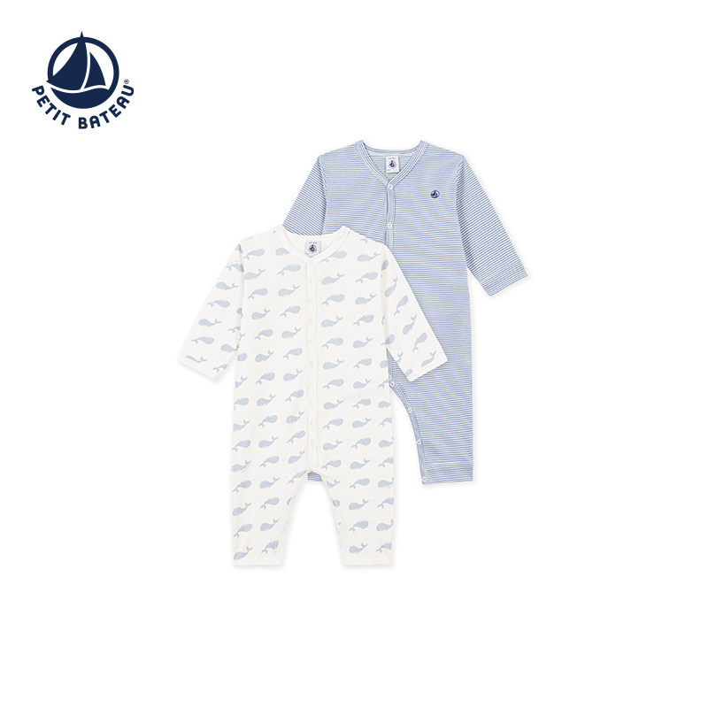 【26秋冬新品】法国小帆船Petitbateau婴幼儿连体衣2件装A0GST