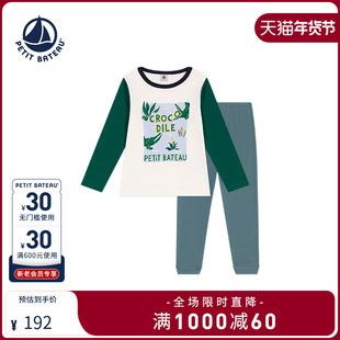 【2025秋冬】Petitbateau小帆船童装儿童纯棉睡衣裤套装A0EGC