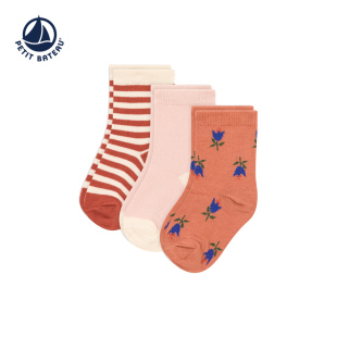 法国小帆船Petitbateau秋冬婴幼儿针织袜短袜三双装 A08VD