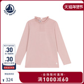打底纯棉T恤衫 Petitbateau小帆船秋冬童装 女童长袖 A0BO1