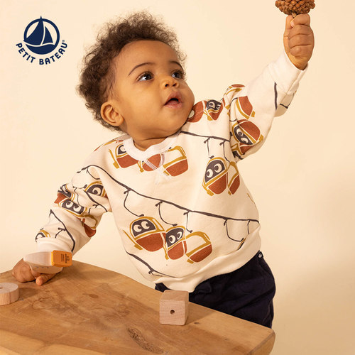 法国petitbateau趣味纯棉套头衫