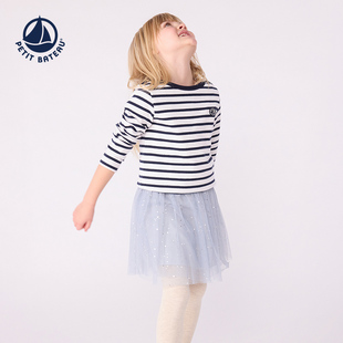 条纹休闲T恤A08LX 法国Petitbateau小帆船童装 2025春夏