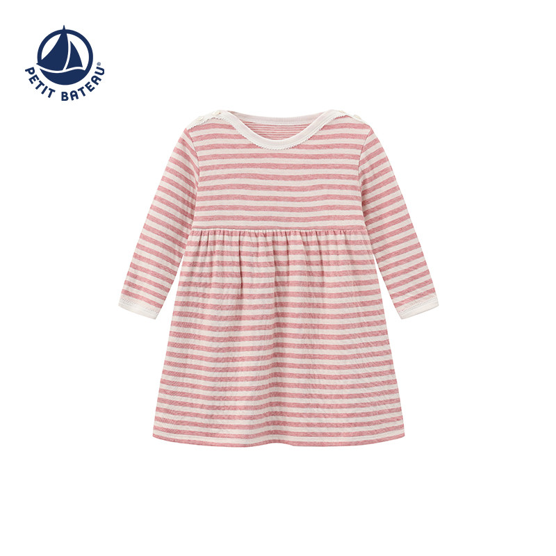 【线上专供】法国小帆船新品Petitbateau婴幼儿长袖连衣裙A0GK3