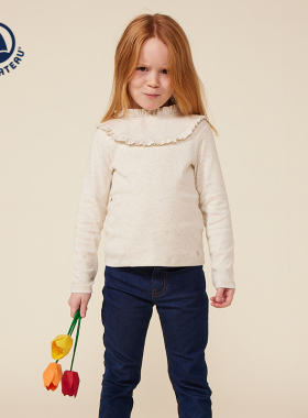 【断码特惠】法国小帆船Petitbateau童装女童长袖纯棉T恤衫A0BB4