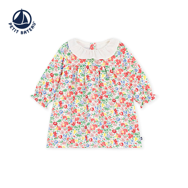 【26秋冬新品】法国小帆船童装Petitbateau女童长袖连衣裙A0GE4