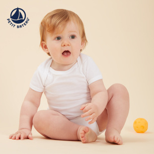 A01T4 纯棉包屁衣2件装 Petitbateau小帆船春秋款 婴幼儿短袖