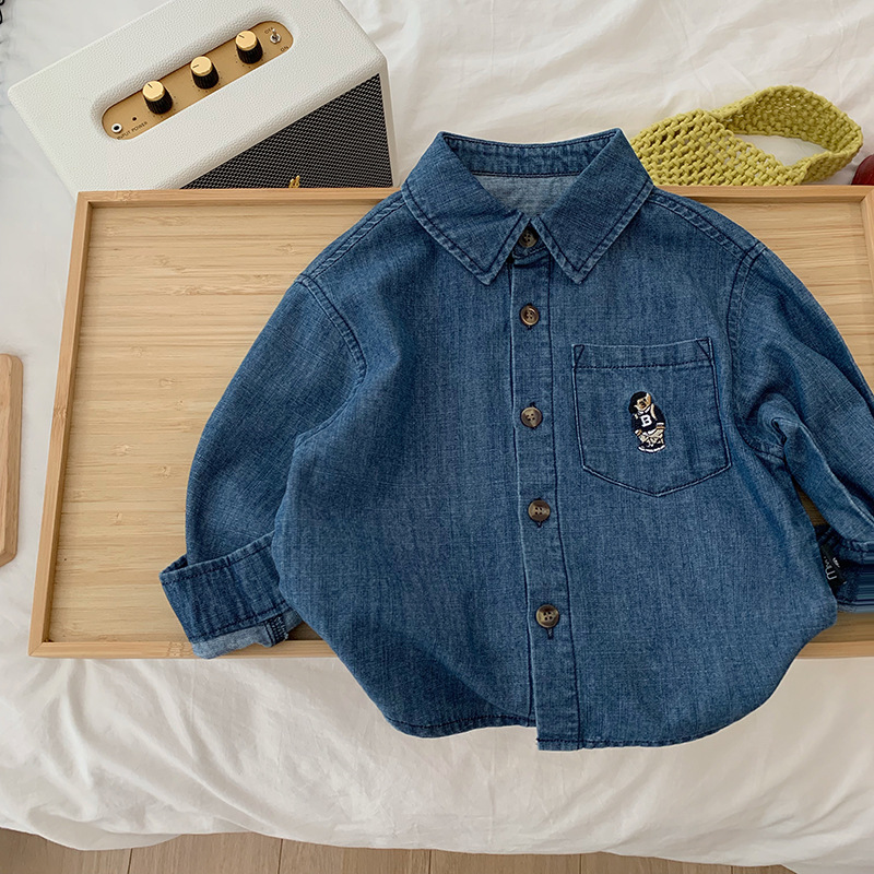 男童牛仔长袖衬衫秋装儿童春秋中小童女宝时尚简约纯棉牛仔衬衣,童装/婴儿装/亲子装,儿童牛仔衬衫,淘宝优惠券,粉丝福利购,淘宝优惠卷