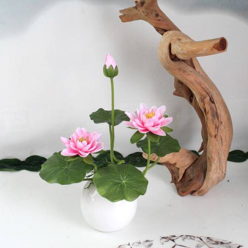 假花荷花供佛莲花佛堂摆放花观音佛前花家居仿真花水糟装饰花水池