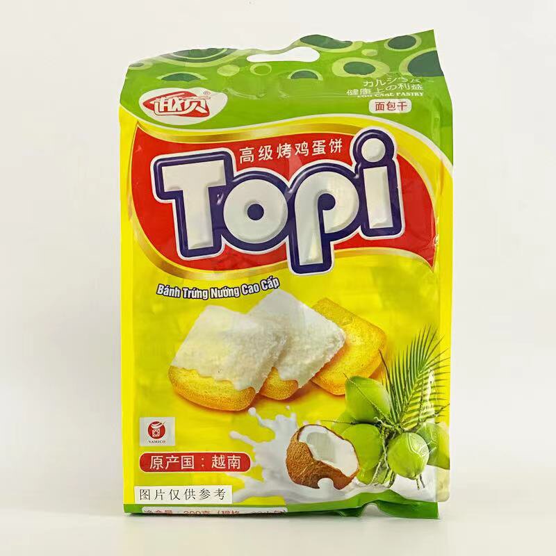 越南进口越贡鸡蛋面包干椰子味榴莲味 鸡蛋奶油味饼干零食200g