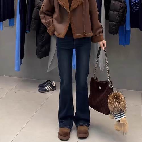 大码牛仔裤高腰显瘦弹力修身