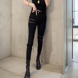 胖妹妹高腰紧身小脚铅笔裤 大码 显瘦加绒九分牛仔裤 新款 女2025秋季