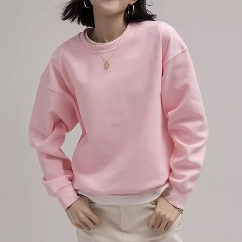 2025春秋新款火龙果色圆领卫衣女