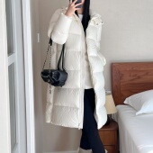 网红鹅绒超轻章鱼帽云朵泡芙羽绒服女长款 过膝到脚踝加厚保暖鸭绒