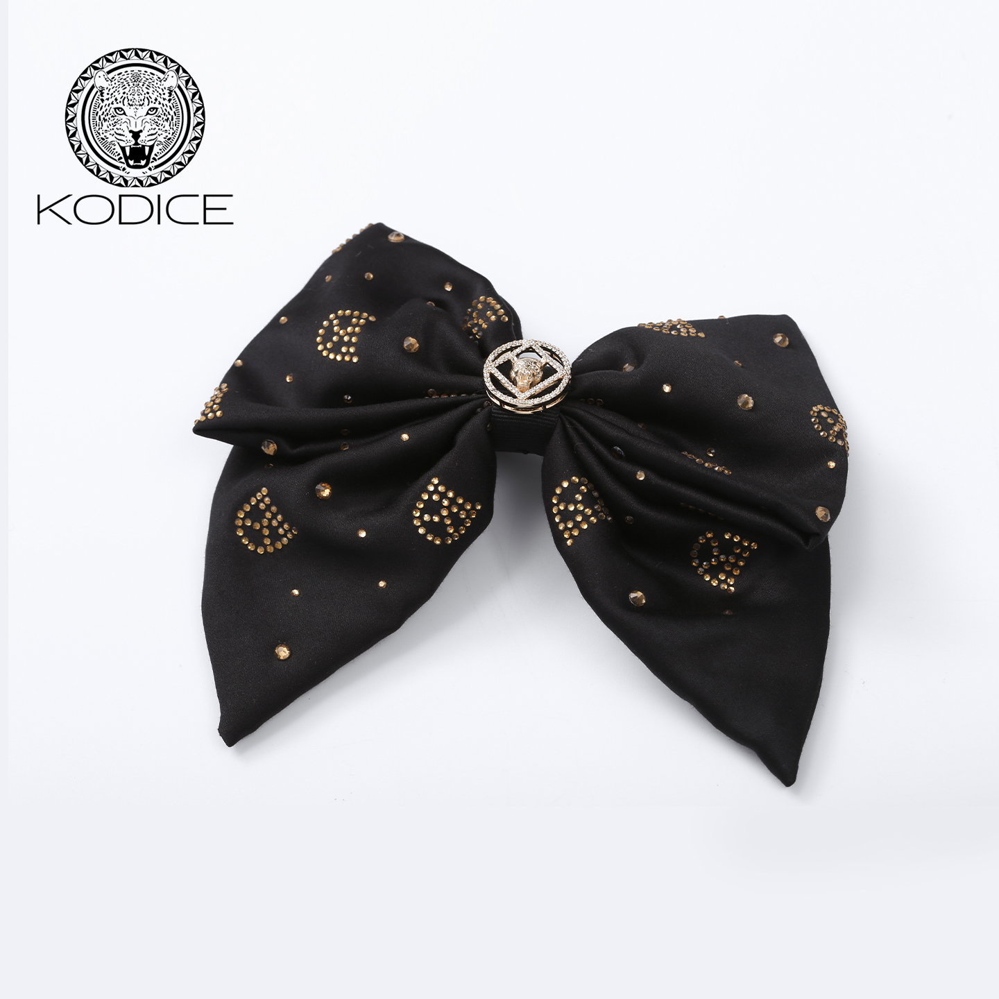 kodice流行黑色烫钻蝴蝶结发夹