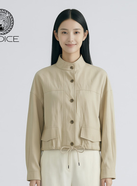 kodice2026春新款立领单排扣短款外套夹克时尚抽绳休闲百搭流行女