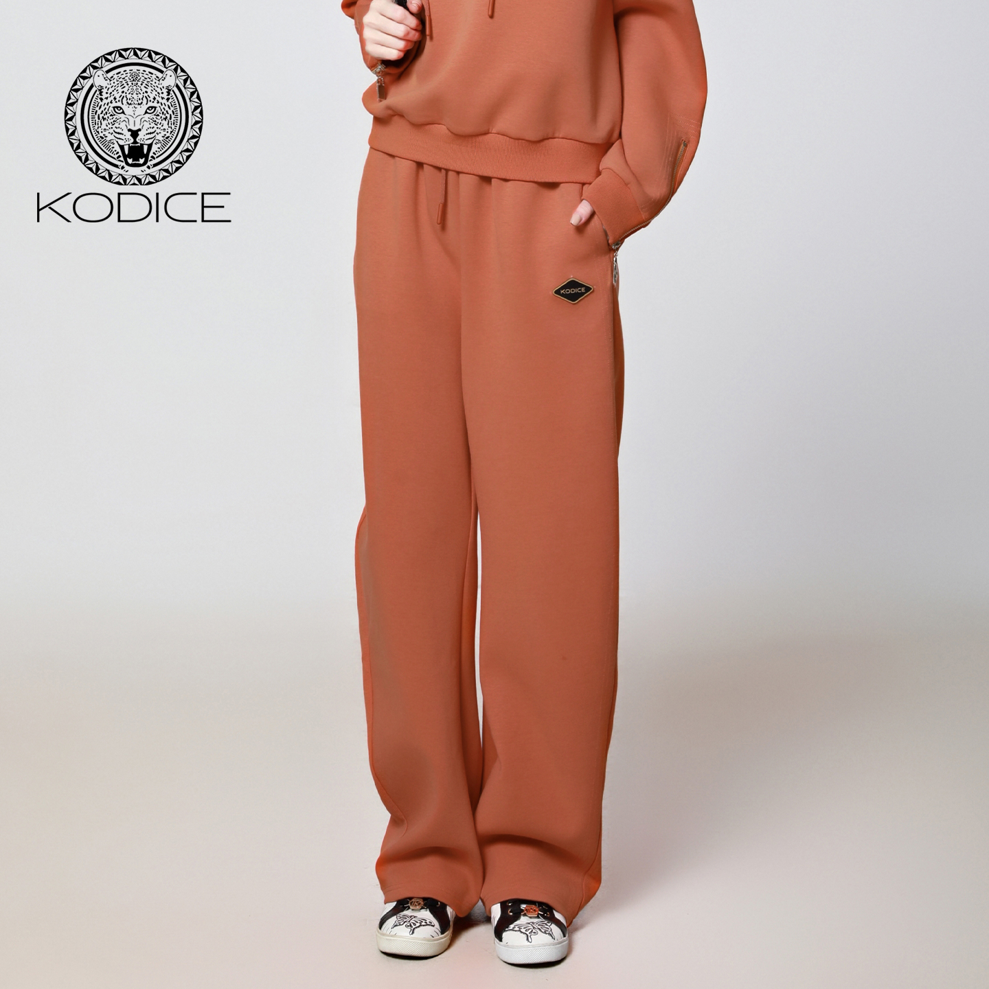 kodice橘色棉质松紧腰香蕉卫裤