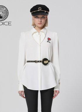 kodice春夏新款白色刺绣钉珠衬衫衬衣长袖上衣女装时尚通勤气质