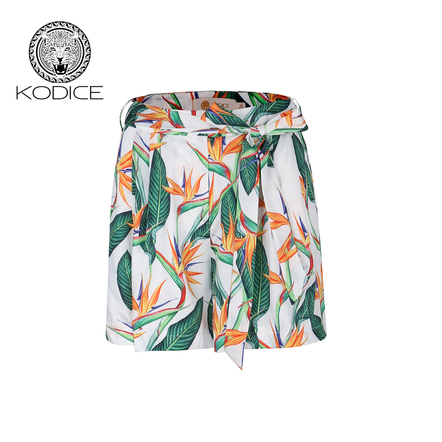 kodice绿色印花高腰A字短裤