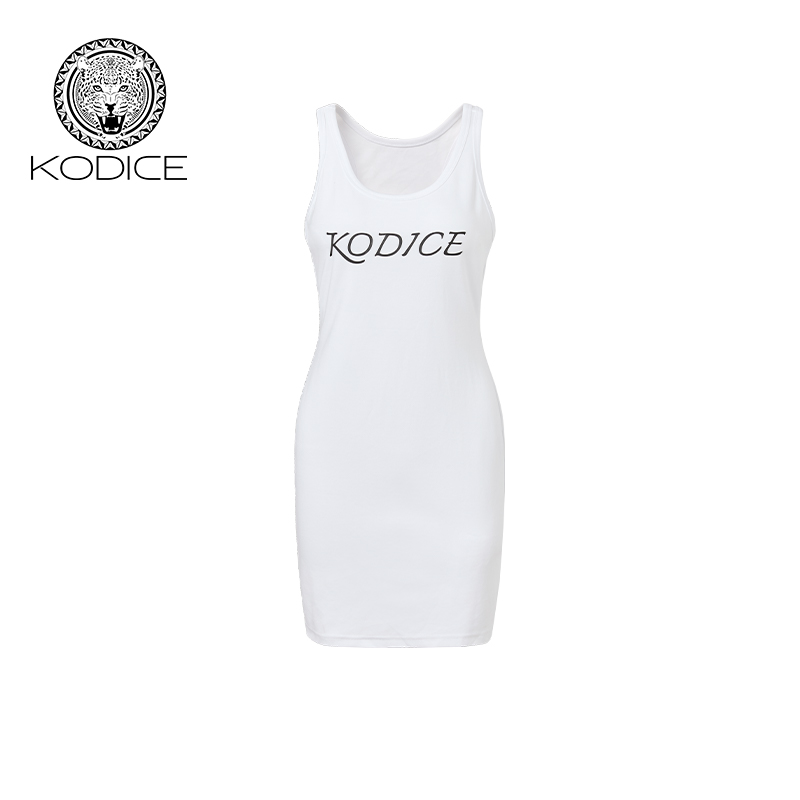 kodice白色棉质印花背心连衣裙