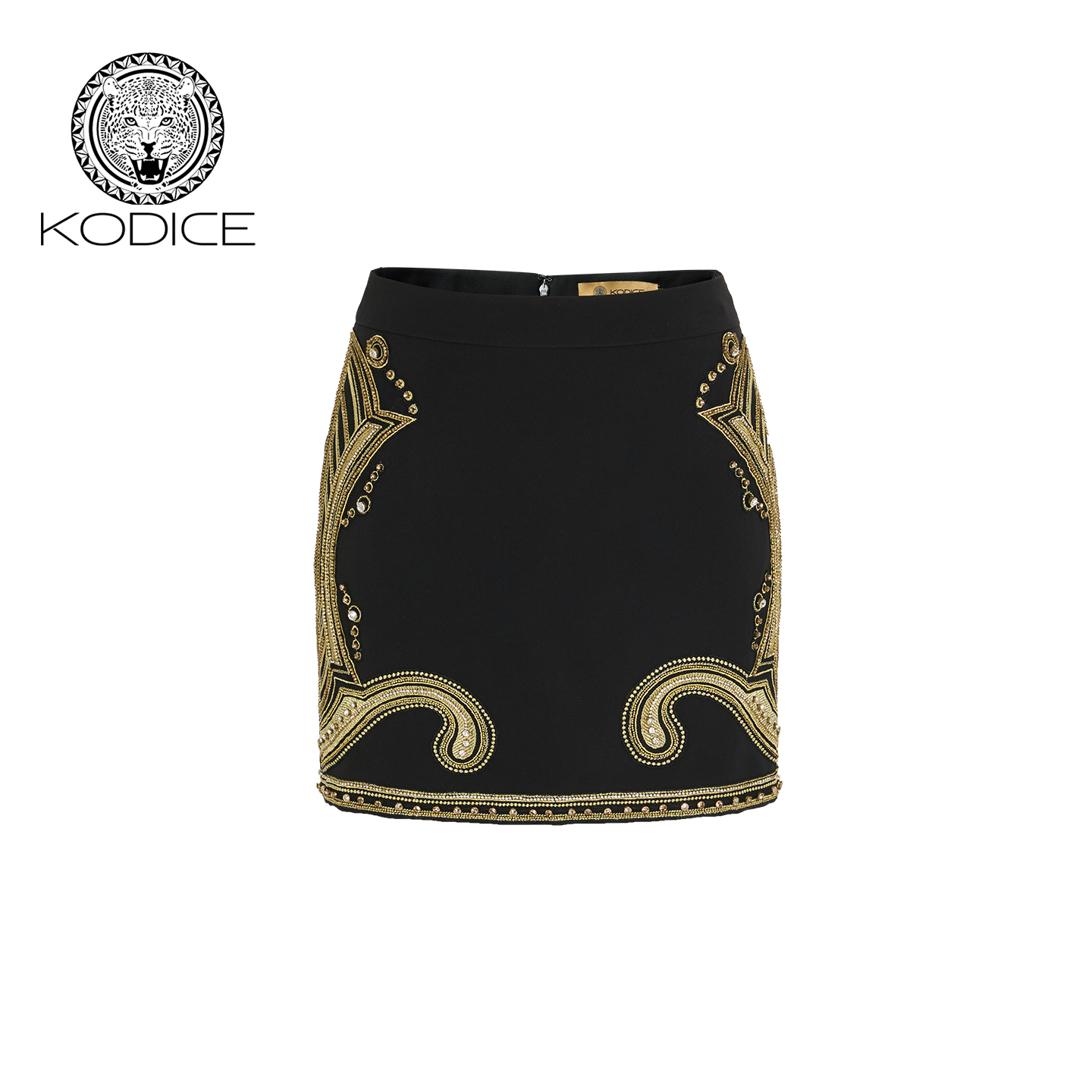 kodice黑色钉钻绣花修身包臀裙