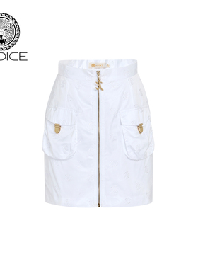 kodice秋冬新款白色高腰刺绣半身裙半裙子拉链修身包臀裙时尚百搭