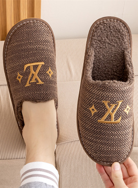 春秋棉拖情侣平软底保暖高颜值冬季男女居家用静音木地板毛绒拖鞋