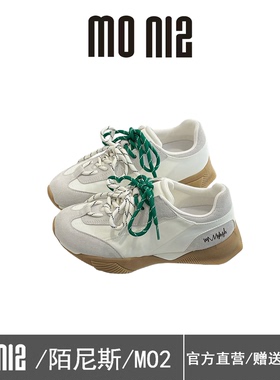 MONIZ陌尼斯2026新款厚底德训鞋女拼色系带阿甘鞋百搭休闲运动鞋