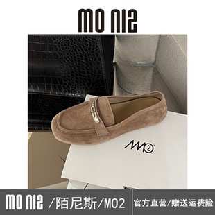 圆头一脚蹬舒适羊皮懒人豆豆鞋 女2026夏季 MO2英伦风金属扣乐福鞋