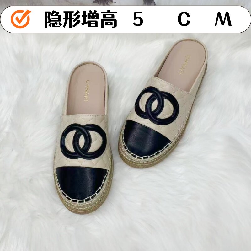包头半拖鞋编织内增高渔夫鞋女图片
