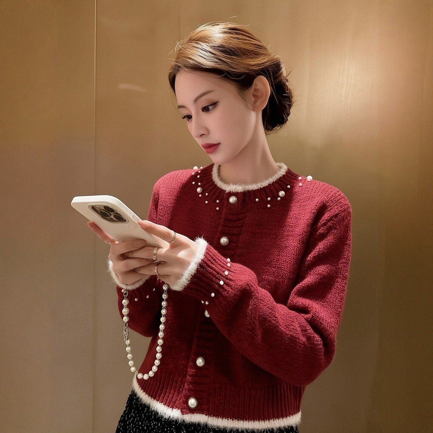 毛衣外套女2026春秋装新款设计感拼色纽扣针织开衫女短款长袖上衣,女装/女士精品,毛针织衫,淘宝优惠券,粉丝福利购,淘宝优惠卷