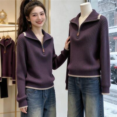 韩系减龄小众针织衫新款显瘦上衣