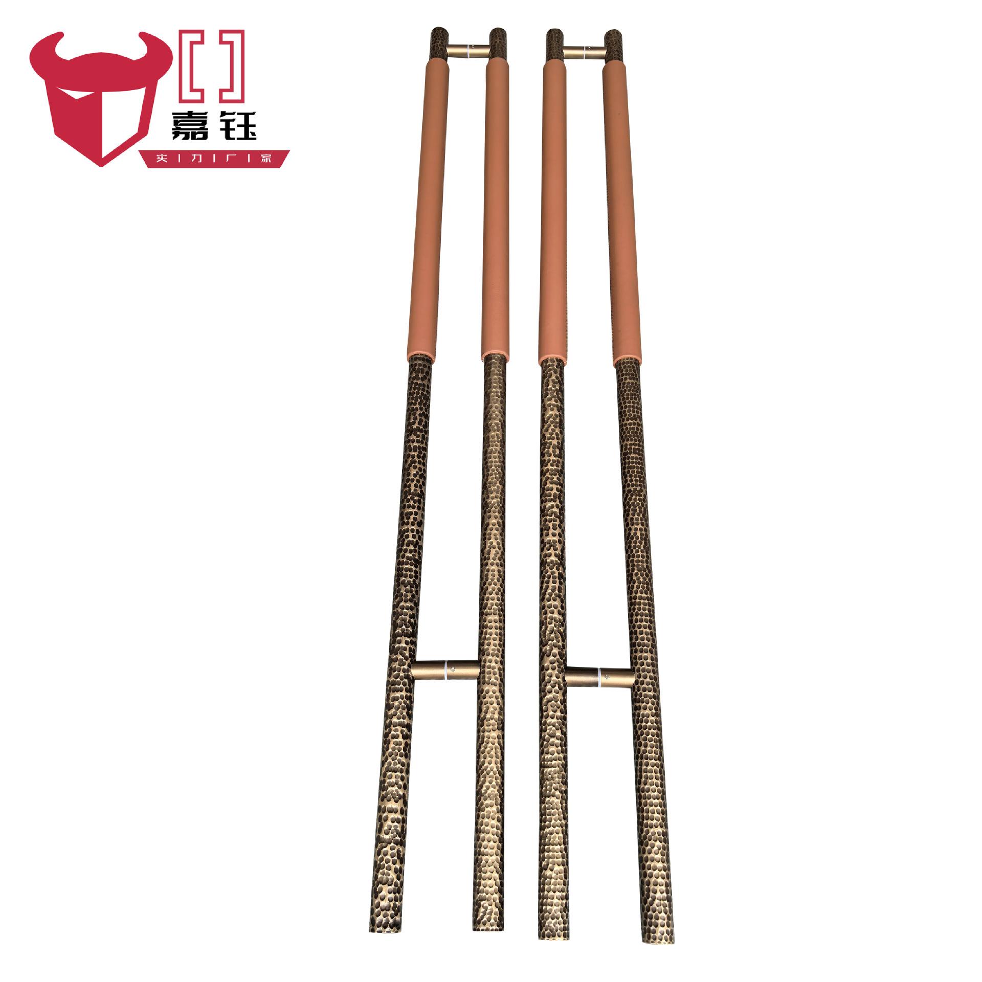 厂家加粗古铜色玻璃门拉手实木门不锈钢长拉手双开大门把手敲打纹