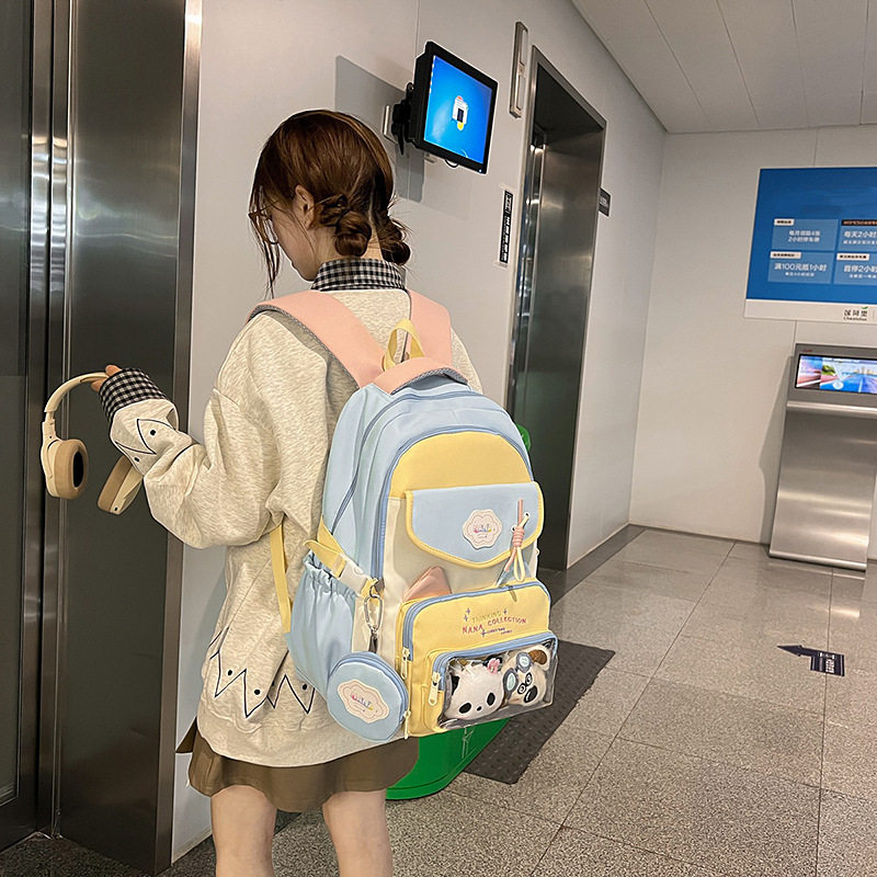 正品森系撞色百搭书包女韩版原宿双肩背包