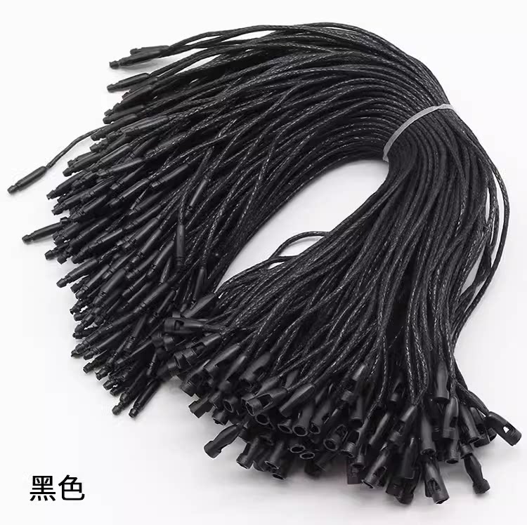 服装子弹头涤沦线吊绳现货服装吊牌吊粒定做棉蜡绳标签塑料挂绳