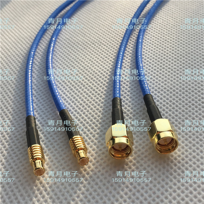 RF线SMA/MCX-JJ SMA公头转MCX公头蓝色RG316双屏蔽镀银耦合板天线