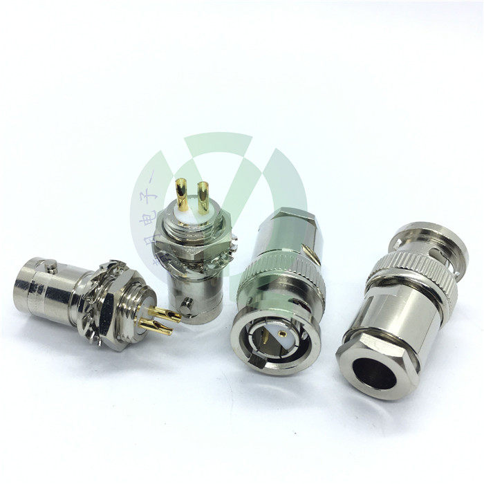 RF射频头BNC-J3接双芯电缆Q9插头+母座一套双针接-3电缆连接器