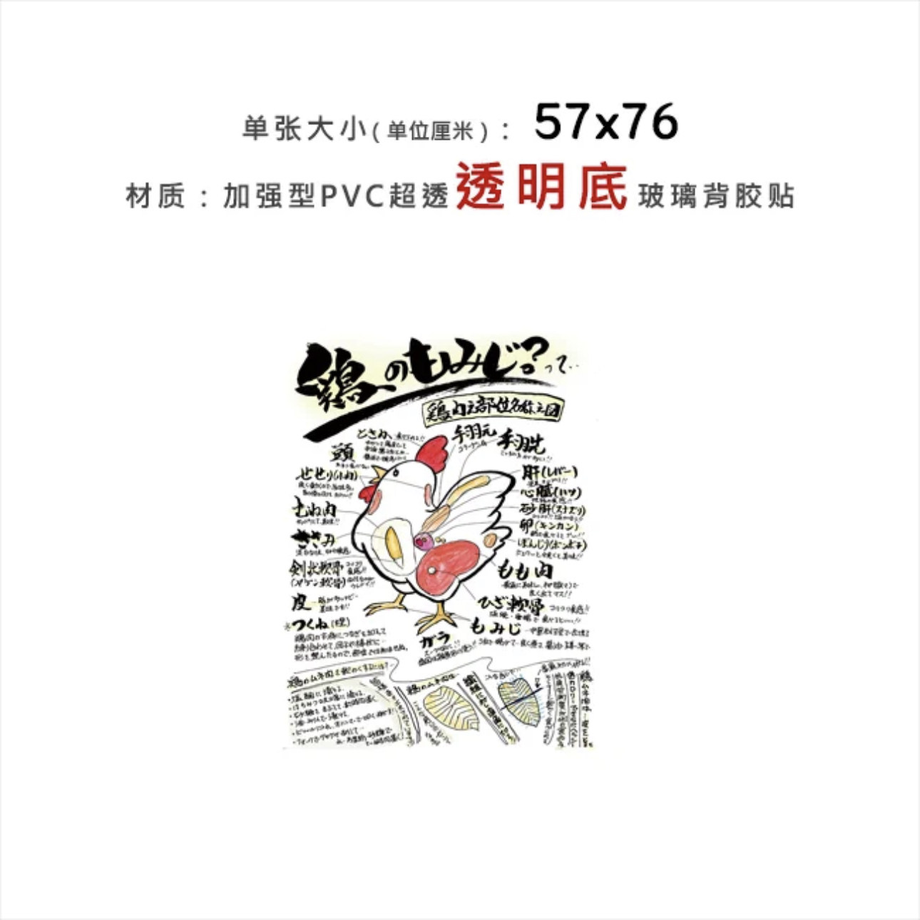 日料店居酒屋烧肉烧鸟烤串店软装海报防水玻璃背胶贴超透明防晒