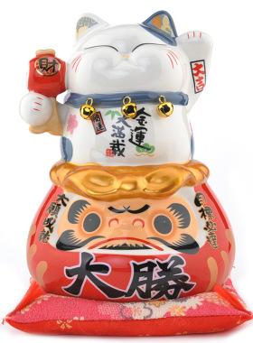 大号招财猫达摩开业摆件礼品陶瓷
