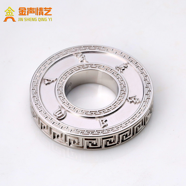 pt950铂金平安扣吊坠男18k白金回字纹六字真言项链挂坠女定制饰品