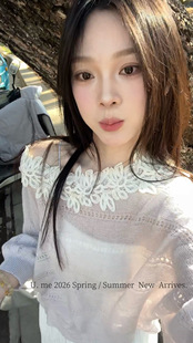 慵懒假日露肩花边精致针织衫 女 气质甜美法式 广州U.me2026早春新款