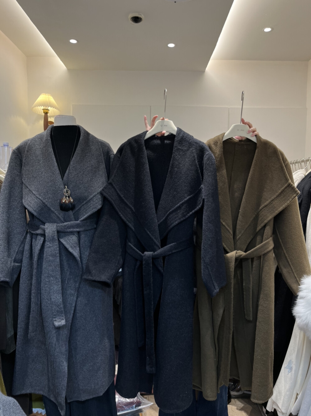 韩系高级感双面羊绒收腰大衣2025秋冬新款宽松显瘦百搭长款风衣