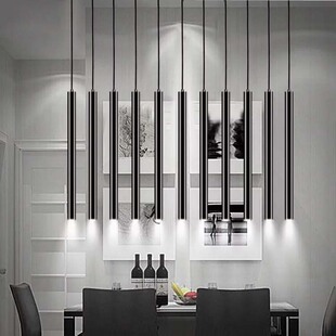 明装射灯led长筒圆柱吊灯吧台细长掉线圆筒北欧7瓦铝材餐厅吸顶灯